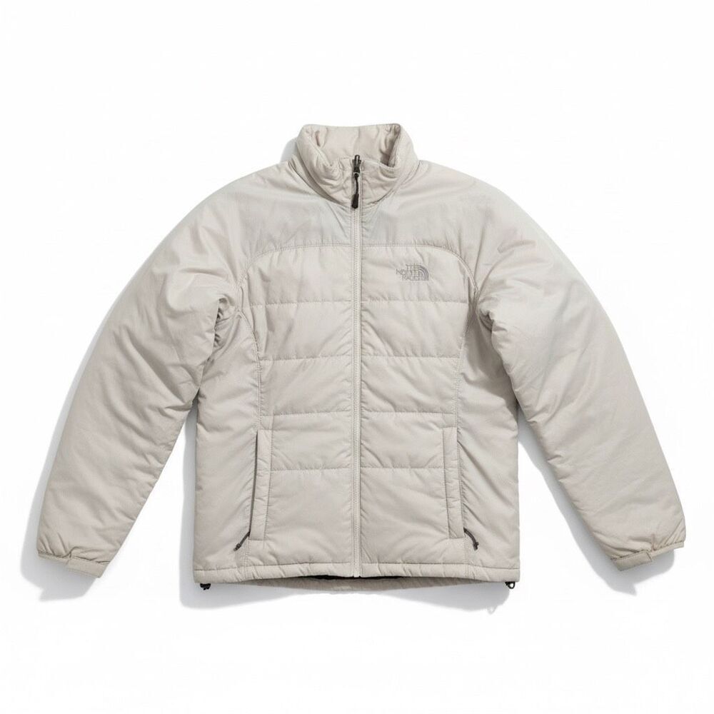 The North Face Women’s Puffer Jacket Size Medium Full Zip Ecru Gray